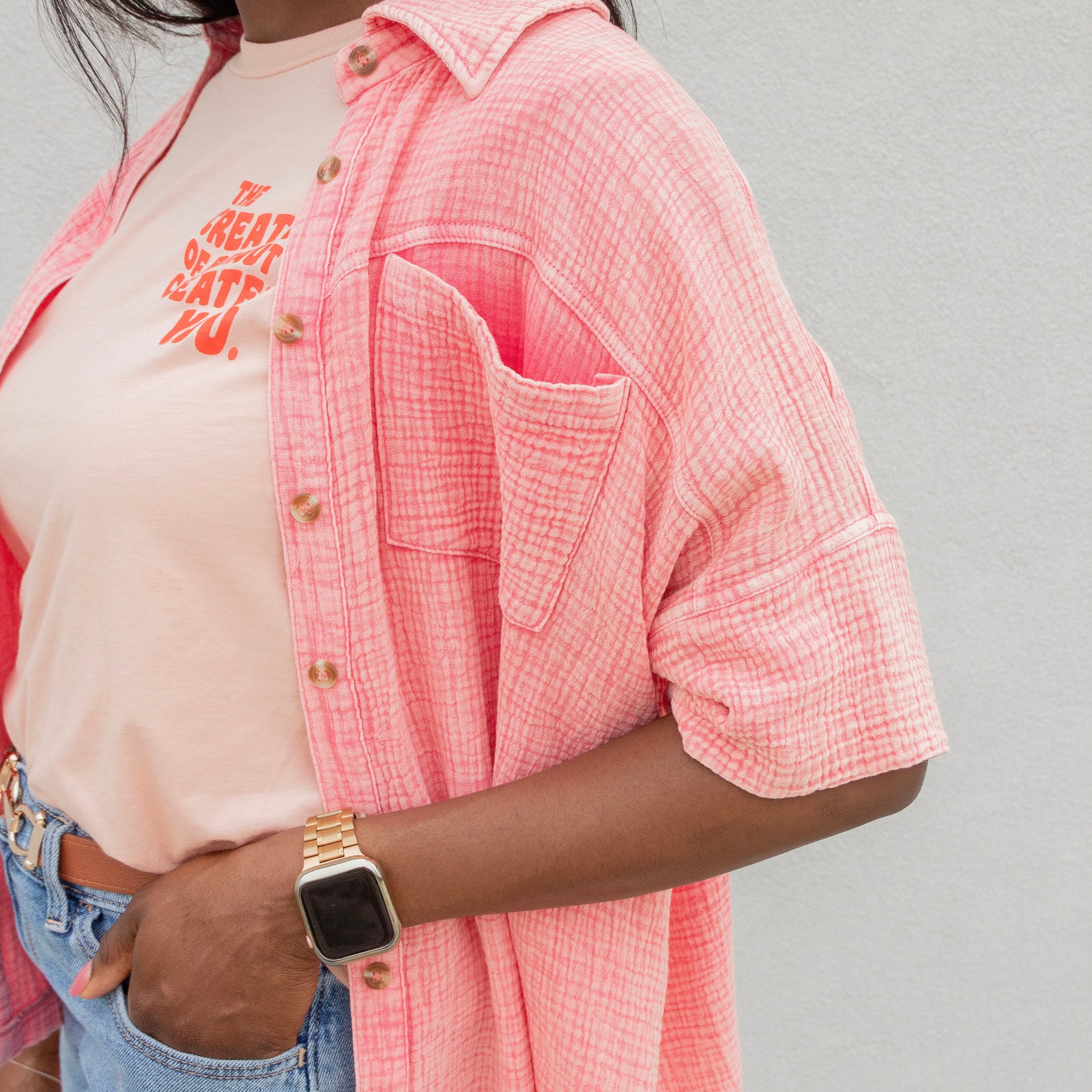 Cerise Button Down