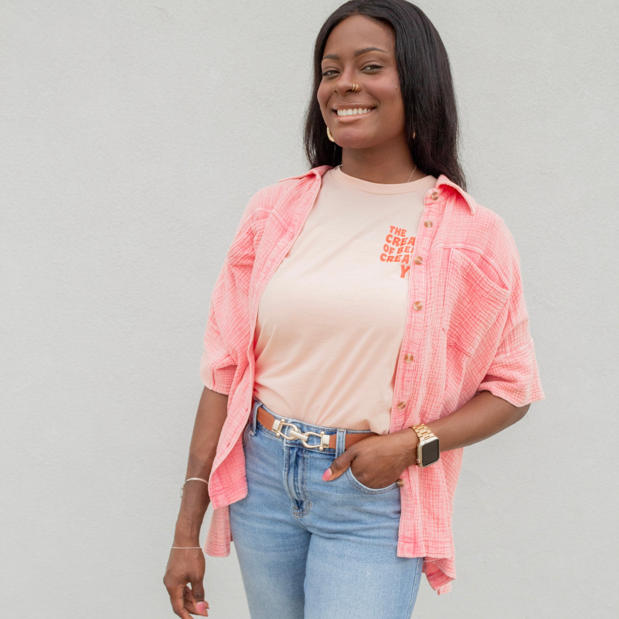 Cerise Button Down