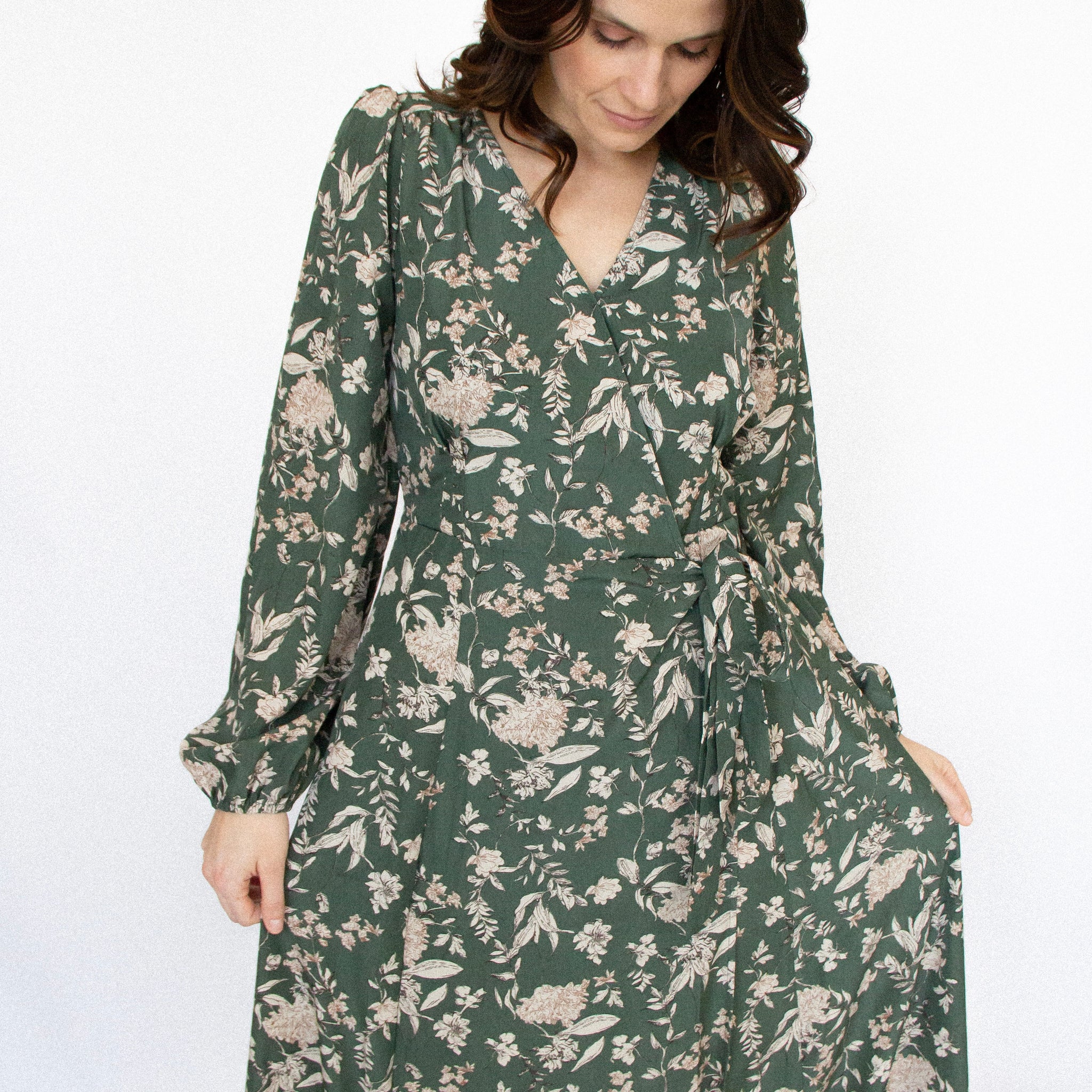 Angelica Wrap Dress in Forest