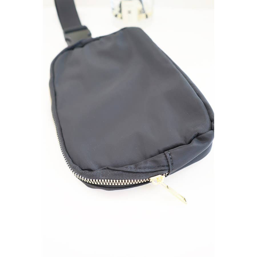 Gray crossbody bag on a white background