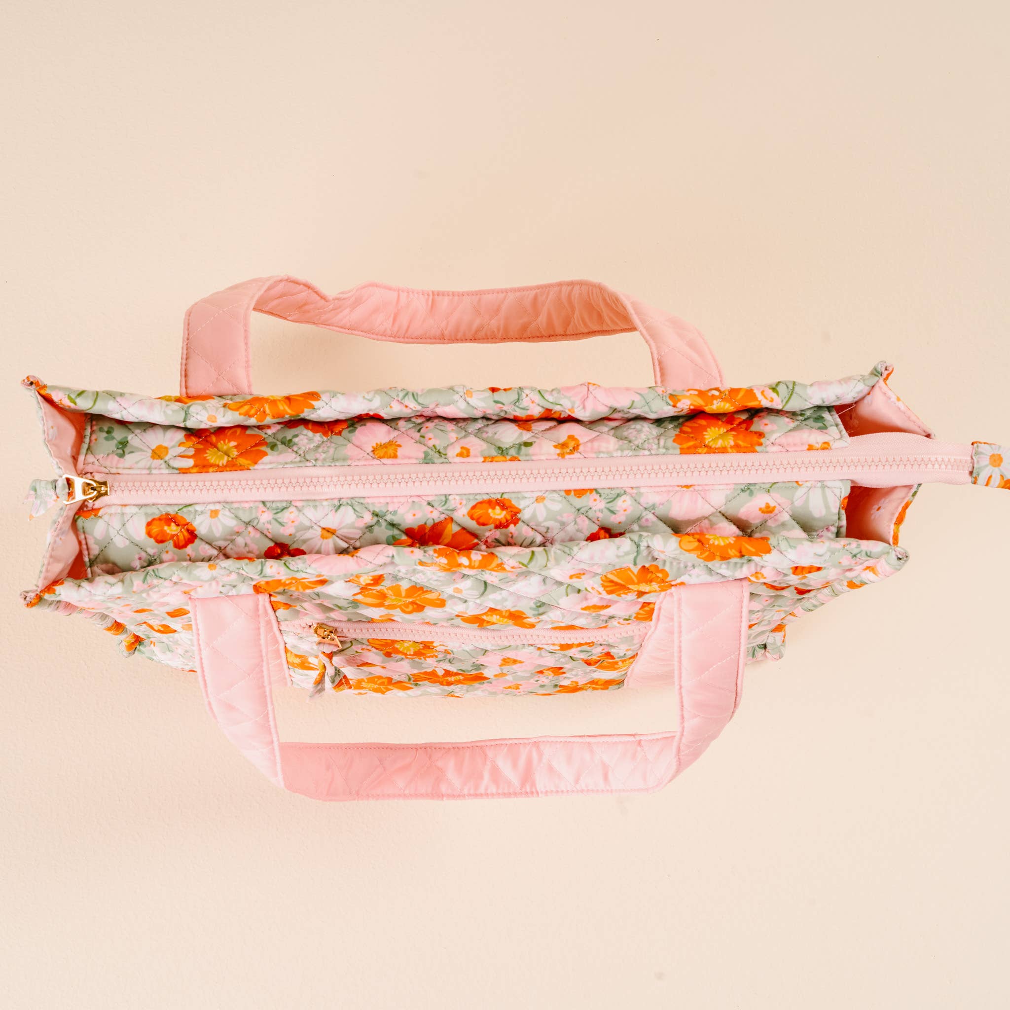 The Everyday Quilted Tote Bag-Bouquet Beauty Sage