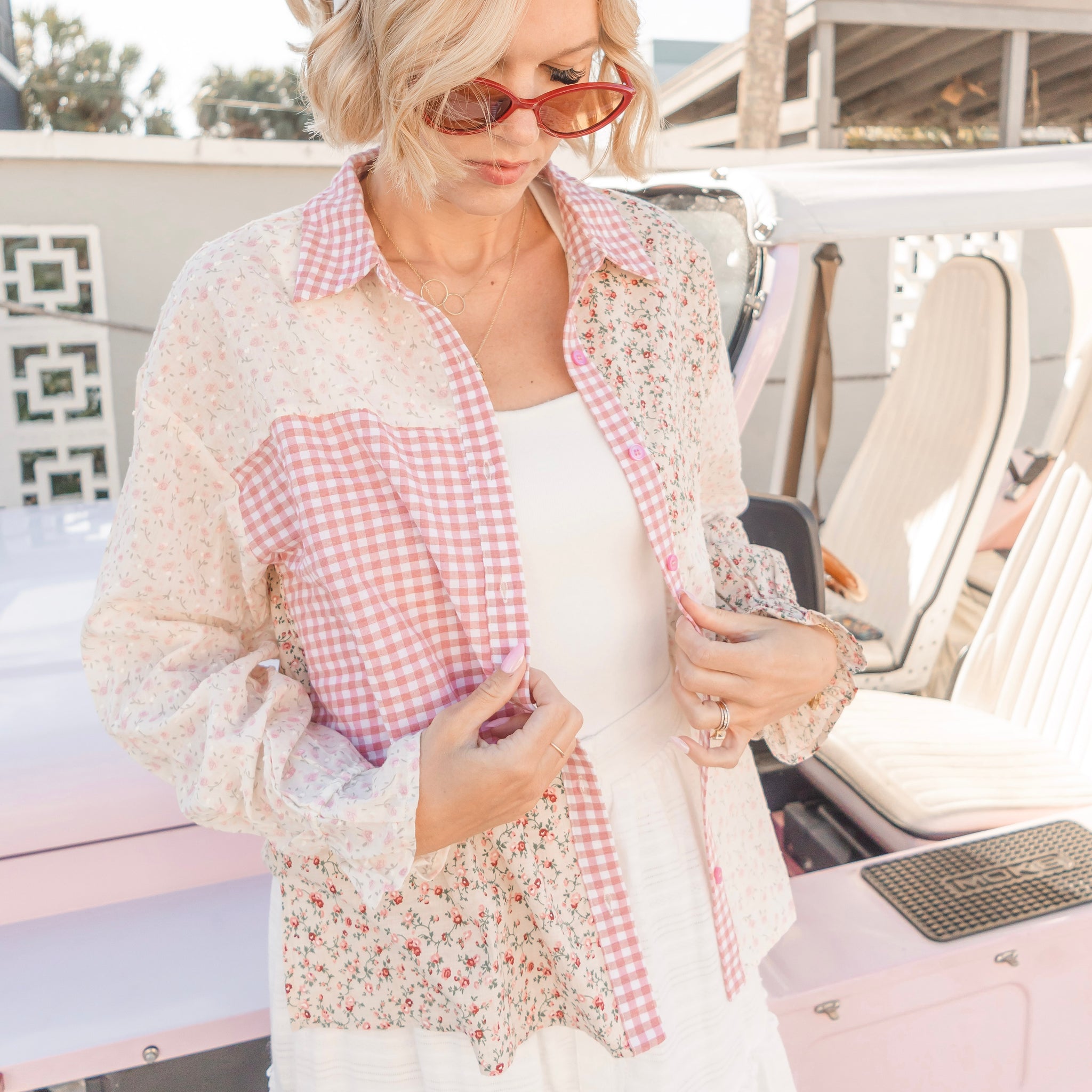 Rosey Patchwork Button-down