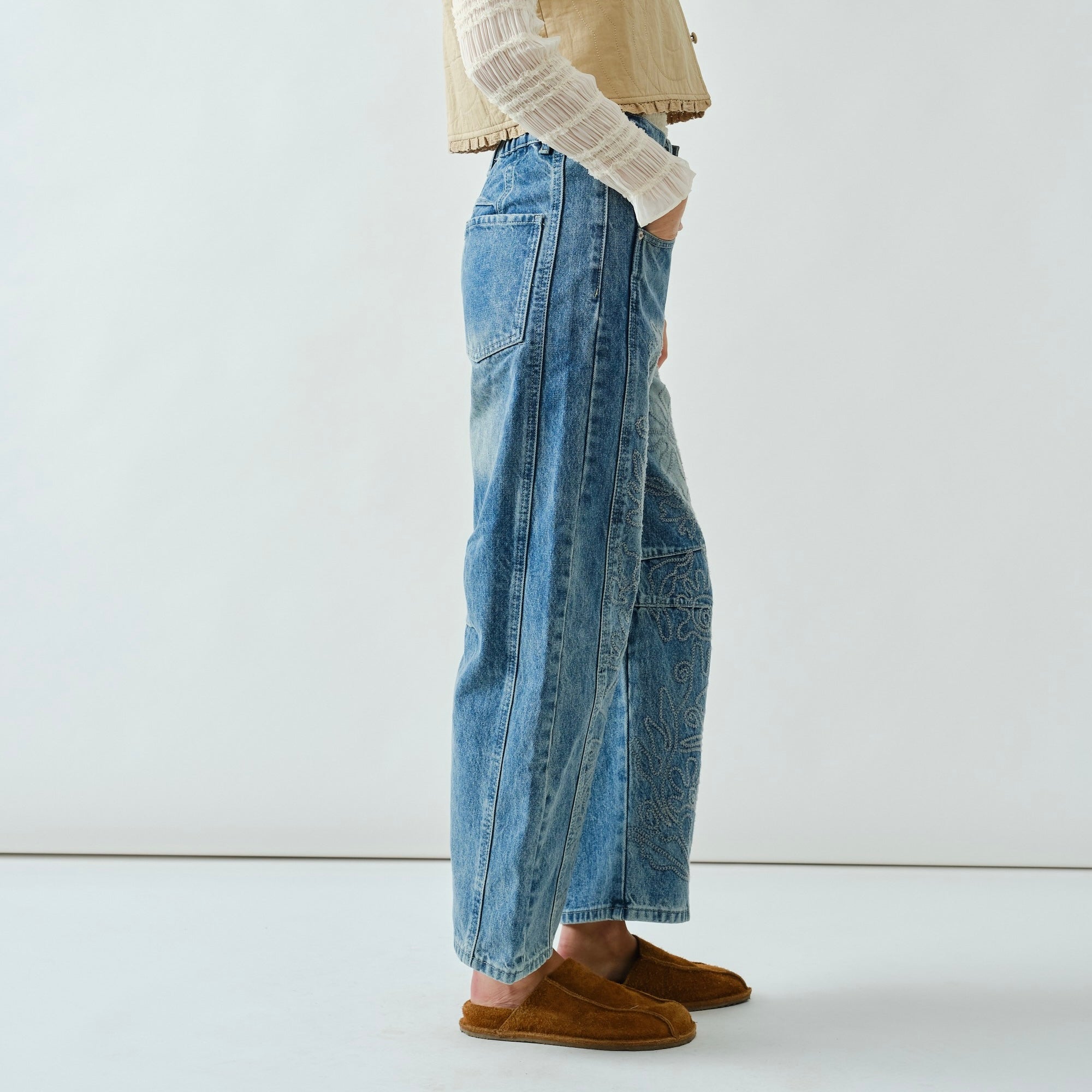Pressed Flower Barrel Denim