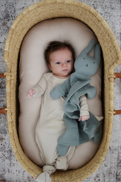 Organic Cotton Muslin Sage Bunny Lovey Blanket